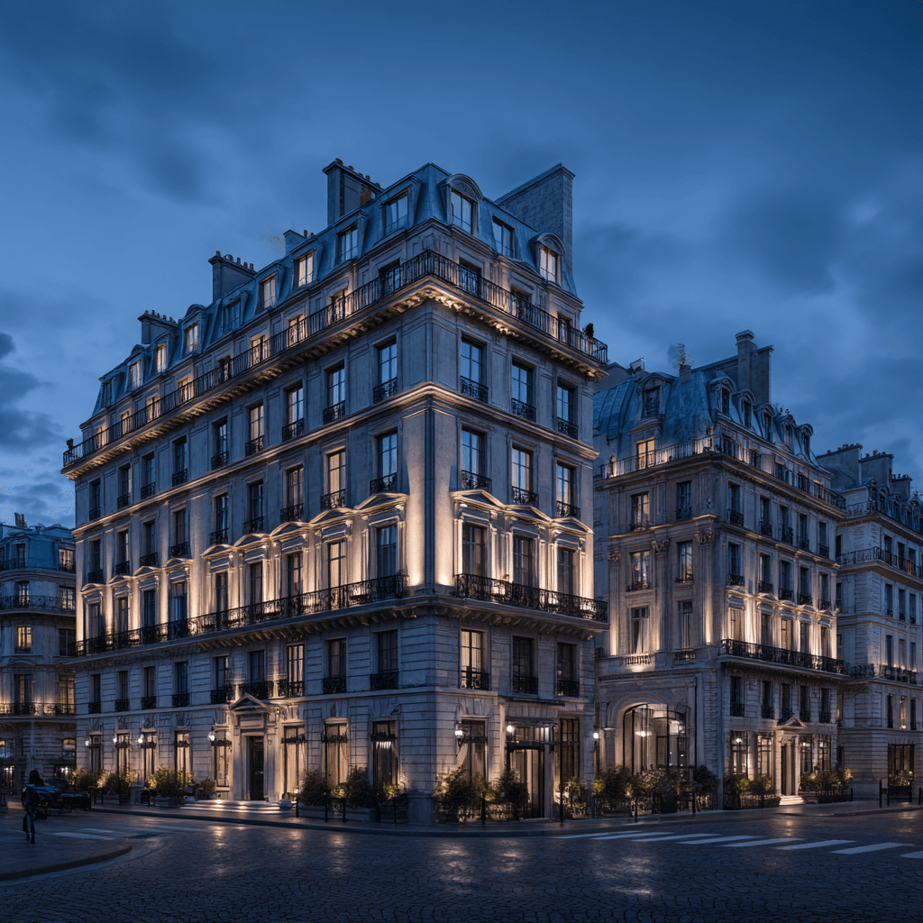 Premium Parisian architecture at dusk